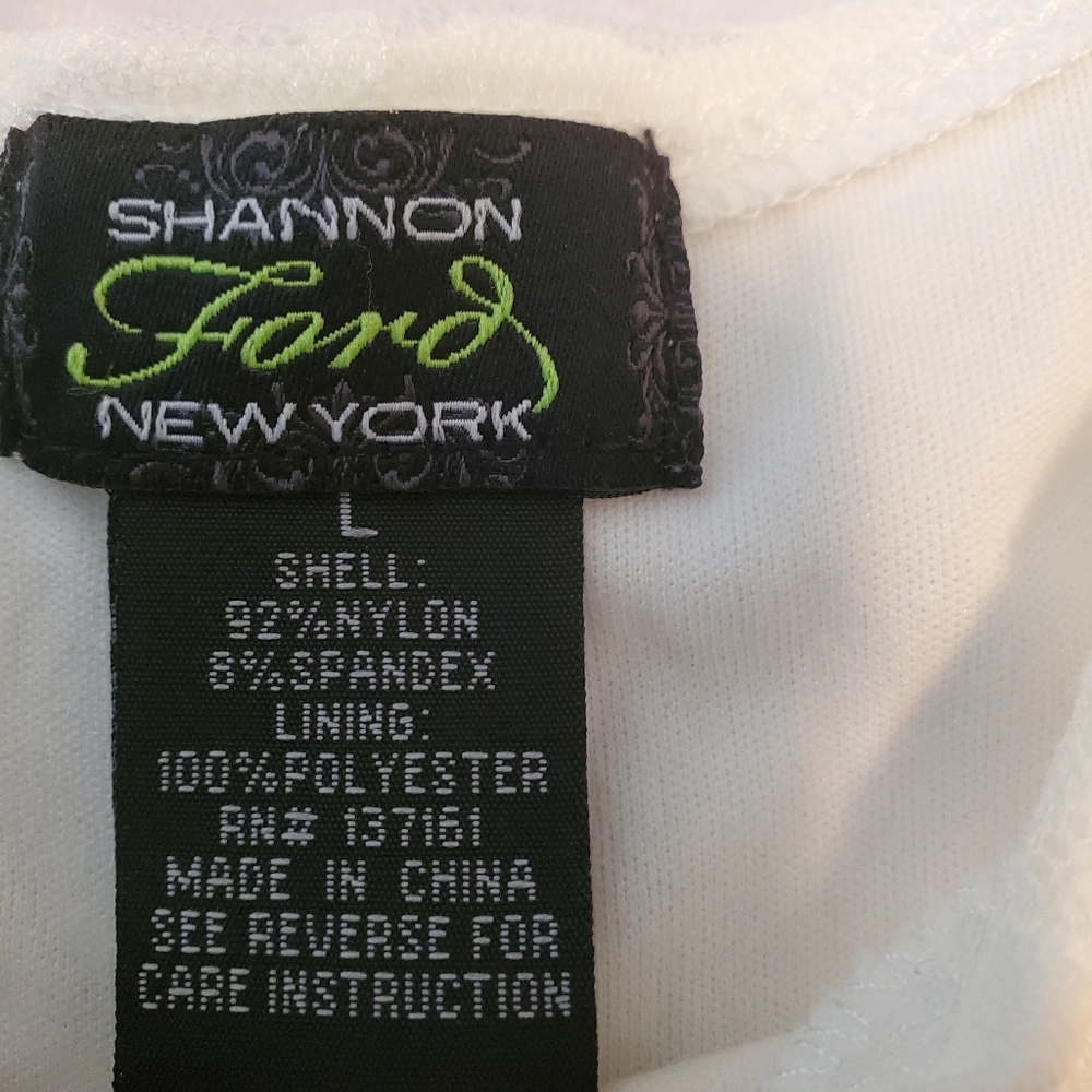 5/25 Shannon Ford White Layered Sleeveless Dots Shark Bite Lined Top Shirt L - Picture 4 of 6